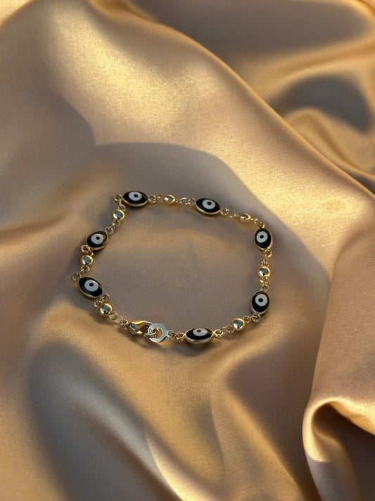 Black Oval Evil Eye Bracelet