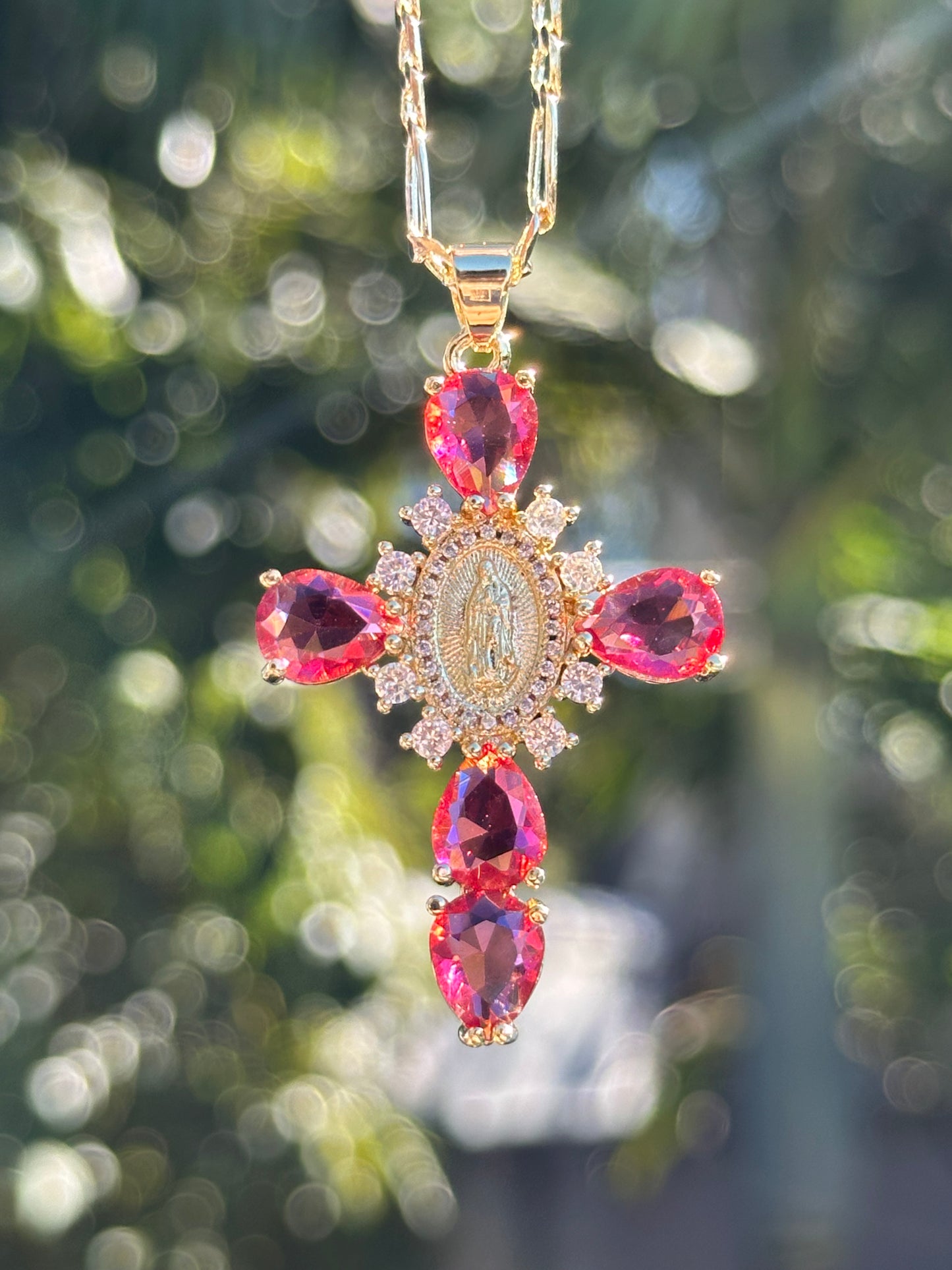 Sparkly Virgen Mary Cross