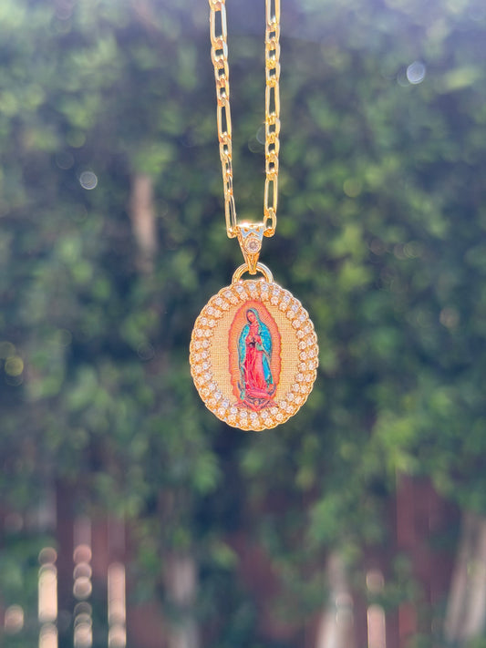 Oval Crystal Virgencita Necklace