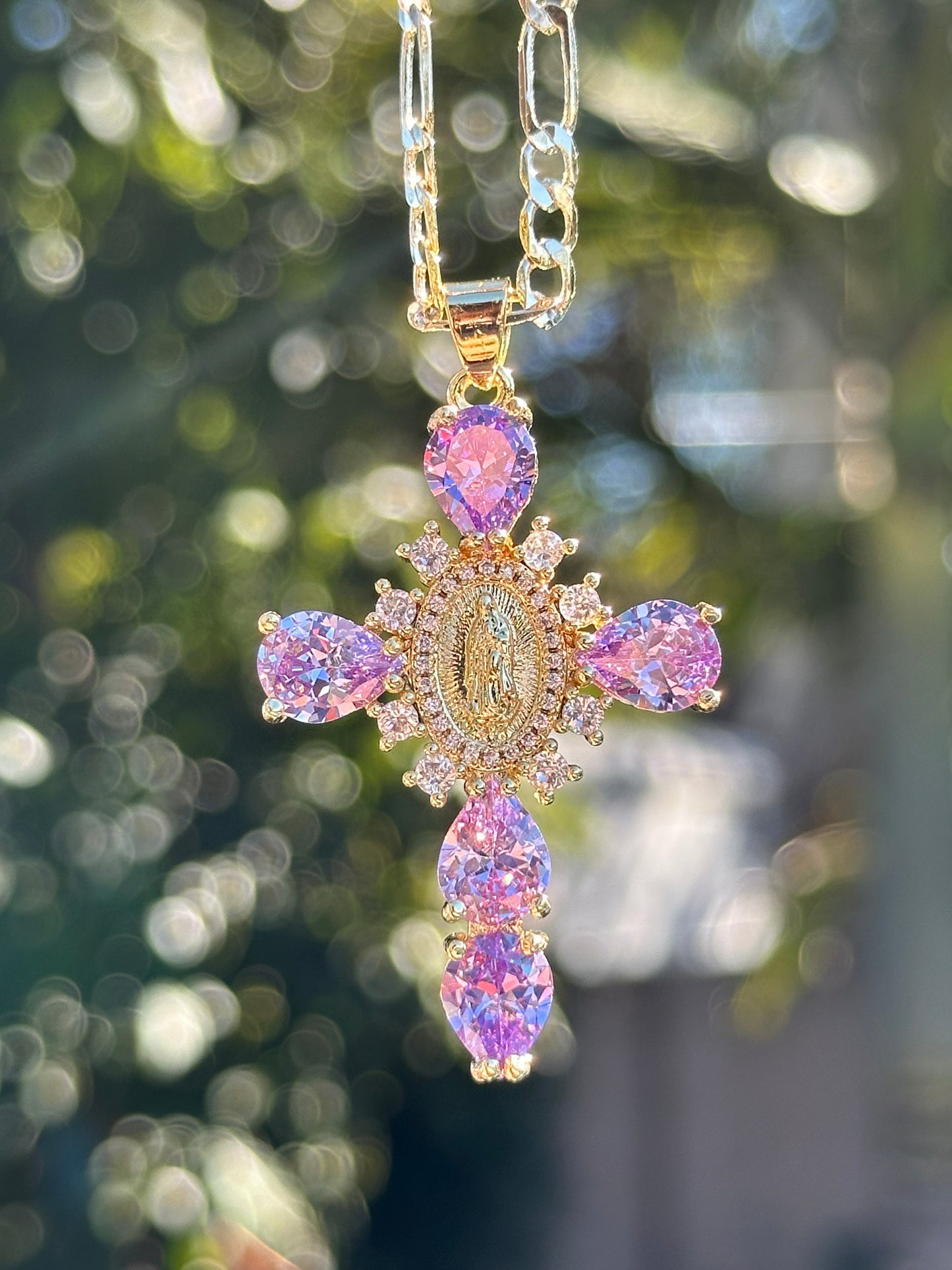 Sparkly Virgen Mary Cross