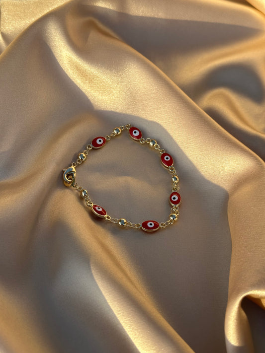 Red Oval Evil Eye Bracelet