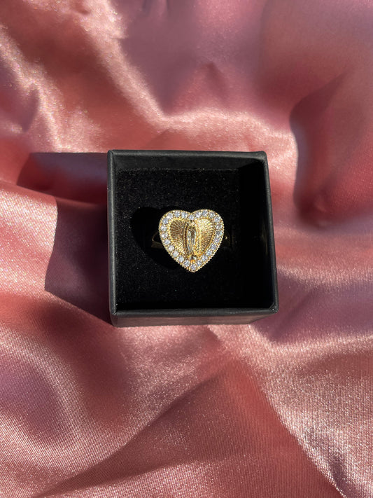 Crystal Heart of Mary Ring