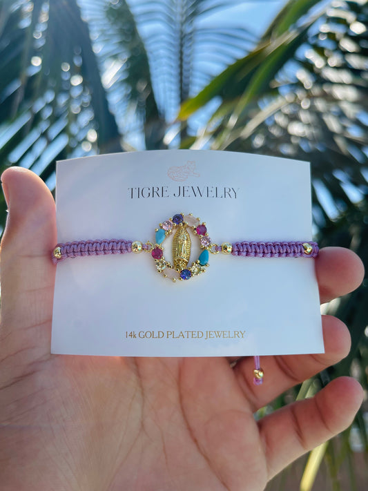 Multicolor Crystal Virgen Mary Bracelet