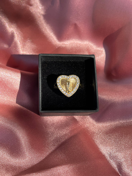 Crystal Heart of Mary Ring